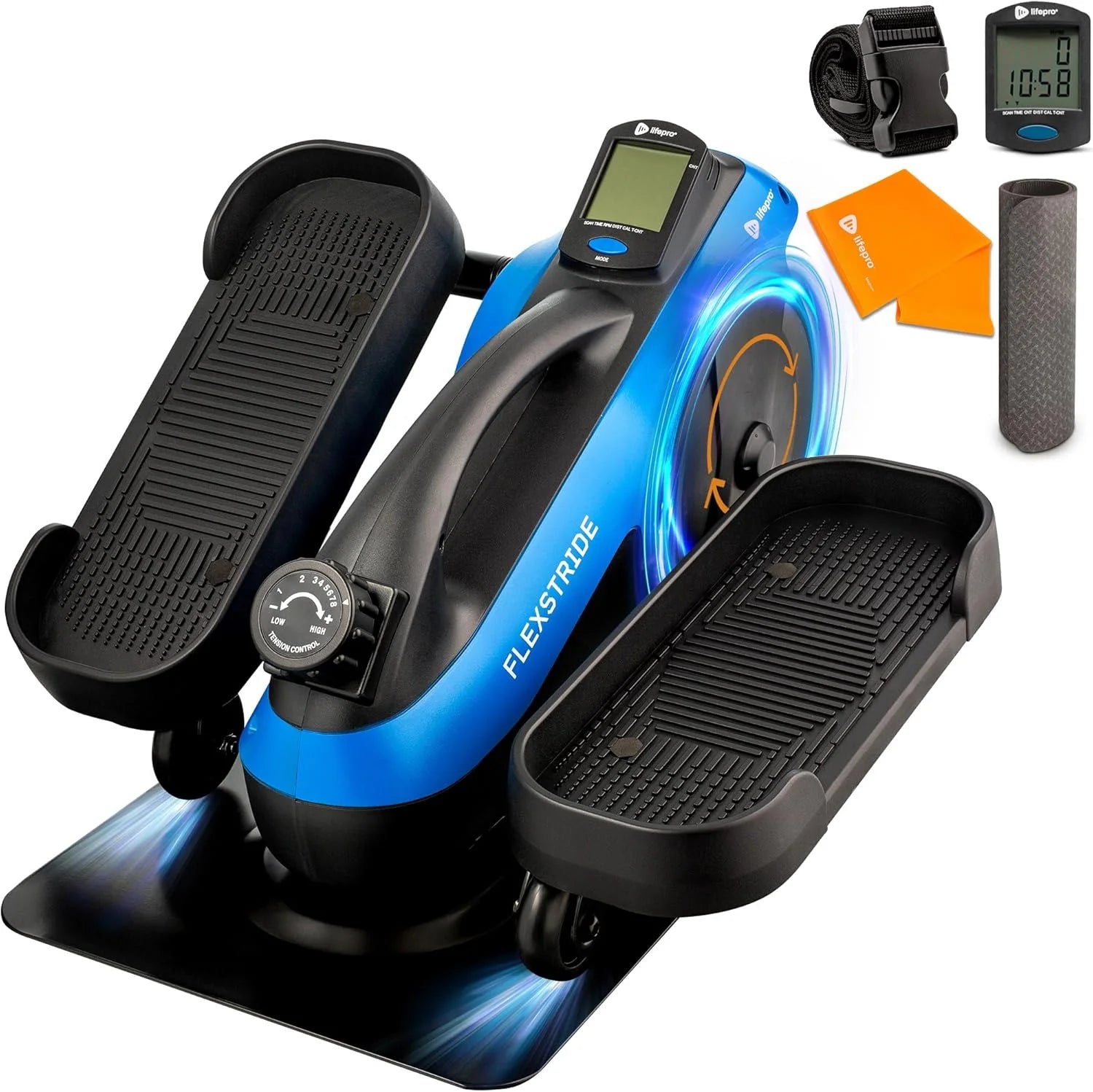 under Desk Elliptical Exercise Machine – Motorized Pedal Exerciser for Home and Office - Blue