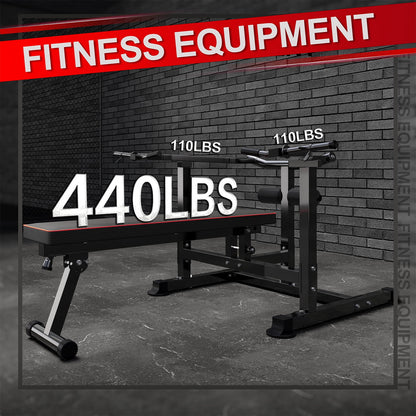 Chest Press Machine Bench Press Set Arm and AB Workouts Dumbbell Rack Gym Bar Steel 660Lbs