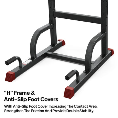 Multifunction Power Tower Pull up Bar Dip Station Power Rack with Adjustable Backrest for Home Gym Strength Training Workout Equipment Max Weight 480Lbs