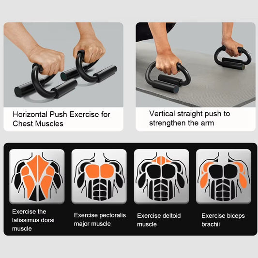 S Shape Push up Stand Trainers Foam Handles Chest Fitness Equipment Home Fitness Chest Training Equipment