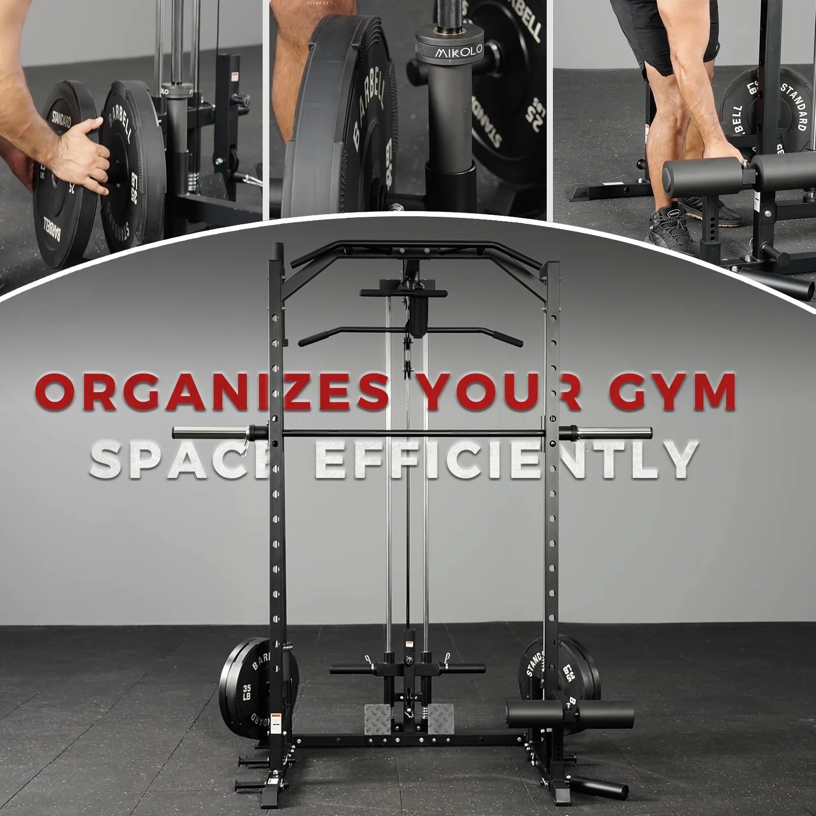 Smith Machine Home Gym, 1800 LBS Multi-Functional Squat Rack with Lat Pull down System, Workout Station with Weight Bar, Bend Peg and Other Functional Attachments