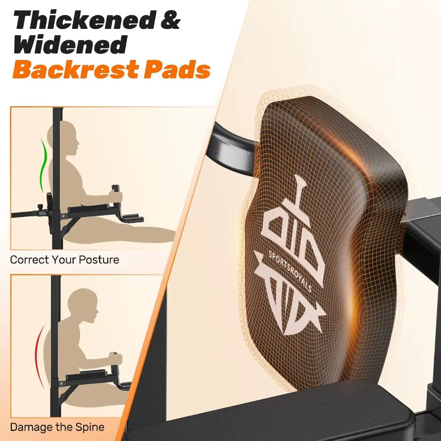 Power Tower Pull up Bar Station 450LBS Stable Pull up Dip Station for Home Gym Strength Training Equipment