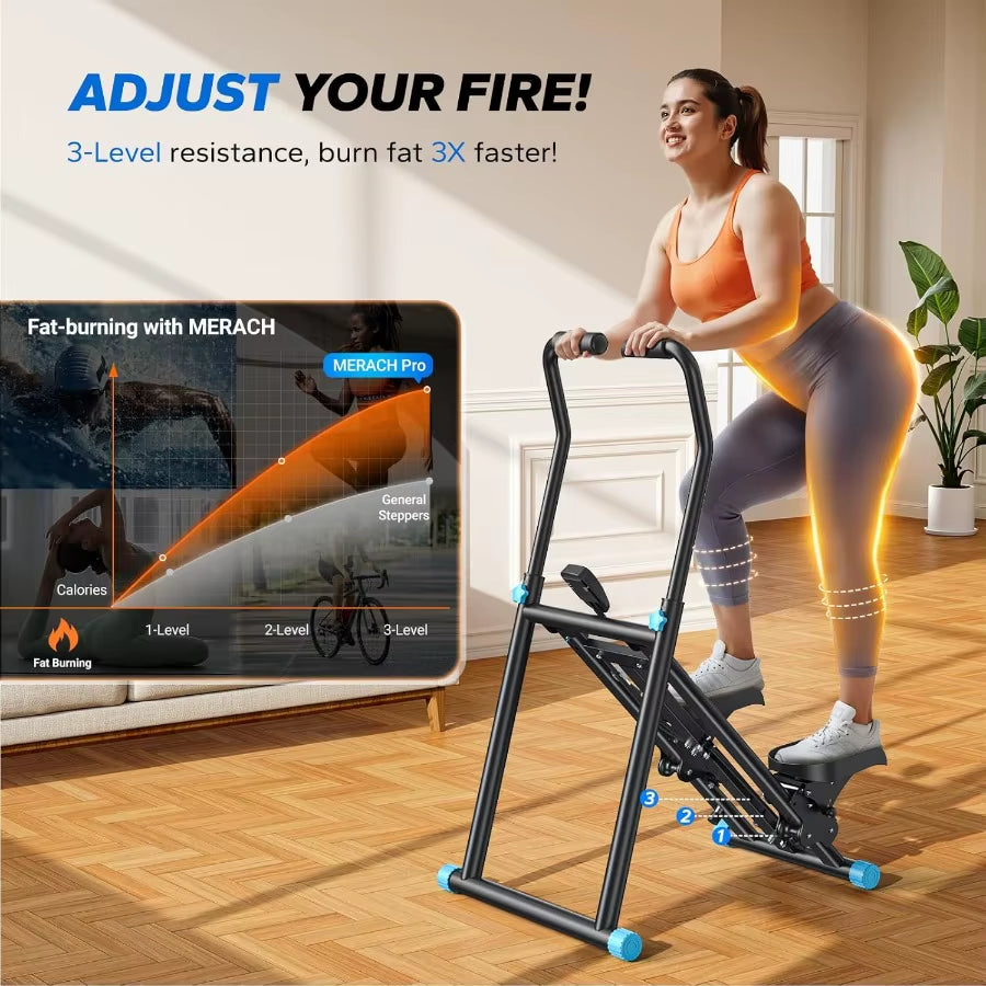 MERACH Stair Stepper Pro-3-Level Resistance Stairmaster Upgrade High-Efficiency Stairmaster for Home Gym Exercise Compact Foldi