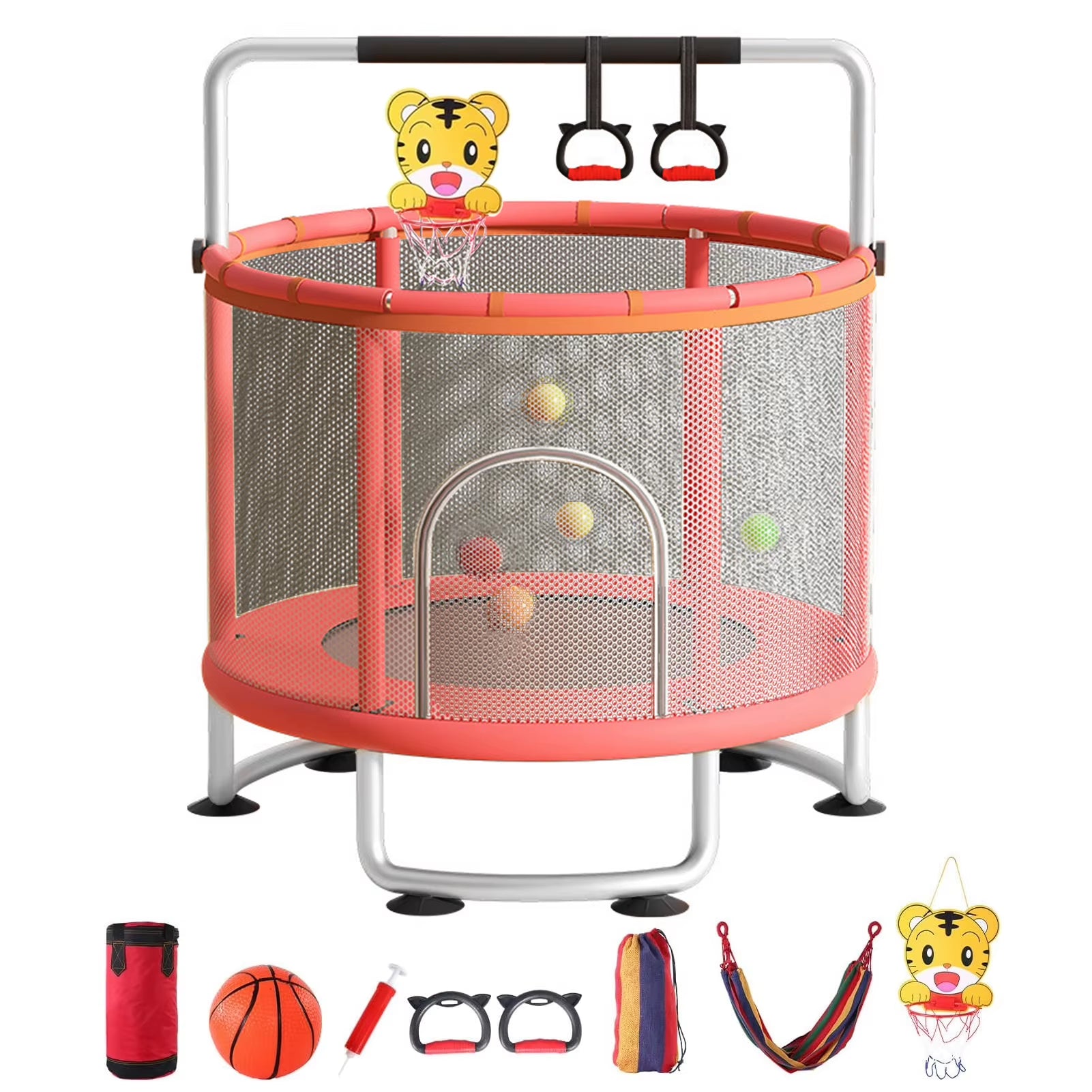 Trampoline Indoor with Protective Net for Adults Kids Jumping Bed Outdoor Exercise Fitness Equipment Flexible Children Trampolin