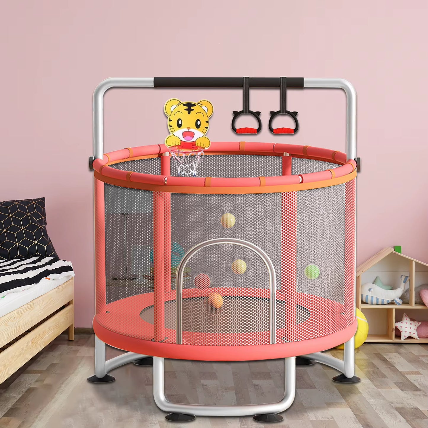 Trampoline Indoor with Protective Net for Adults Kids Jumping Bed Outdoor Exercise Fitness Equipment Flexible Children Trampolin