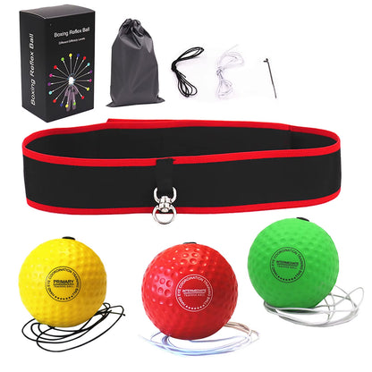 4/2Pcs Muay Thai Hand Eye Training Punch Ball Headband Boxing Reaction Ball with Headband Exerciser Gym Boxing Reflex Speed Ball