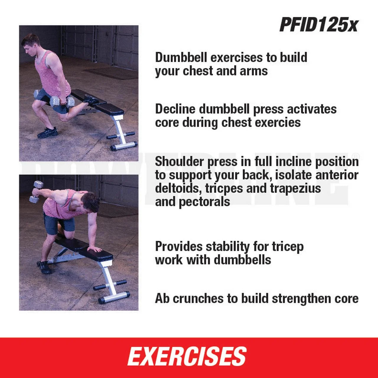 PFID125X Powerline Flat Folding Home Gym Workout Multi-Bench Press