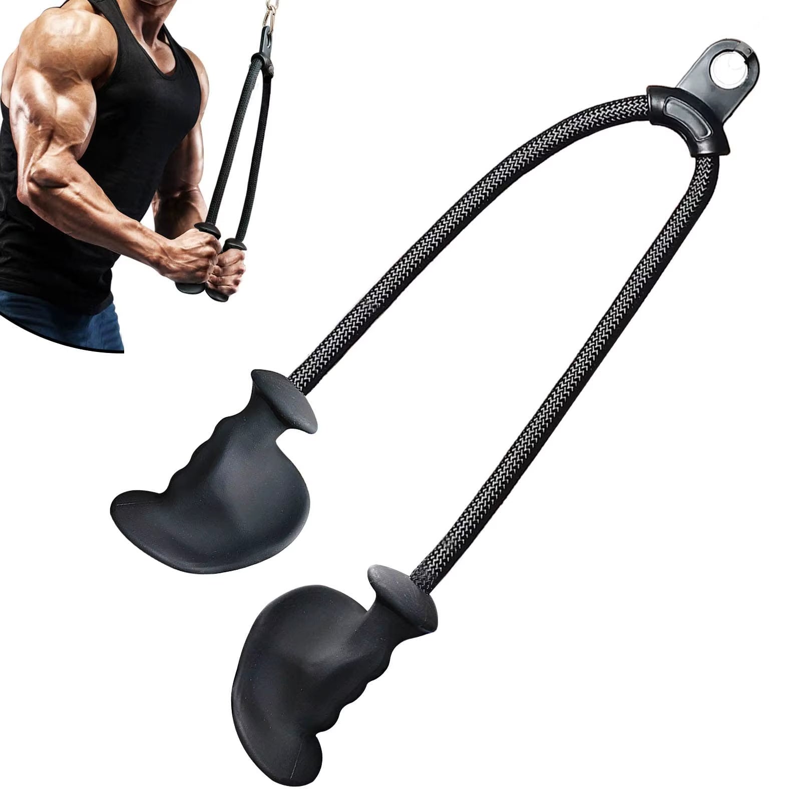 Ergonomic Triceps Rope Pull down Attachment Anti-Slippery Natural Rubber Grip Non-Slip Handle DIY Pulley Cable Attachment