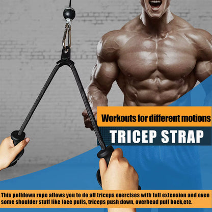 Ergonomic Triceps Rope Pull down Attachment Anti-Slippery Natural Rubber Grip Non-Slip Handle DIY Pulley Cable Attachment