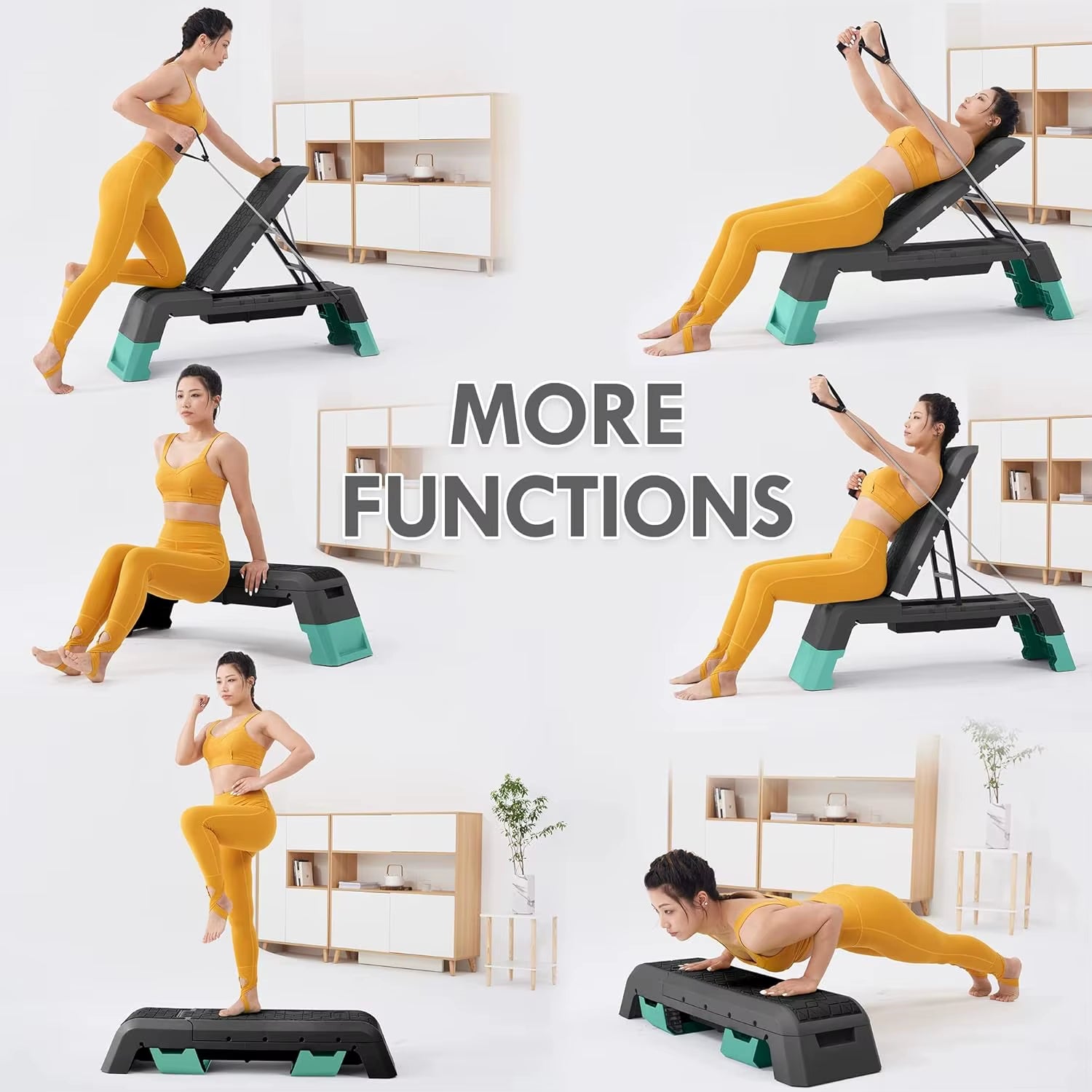 Multifunctional Aerobic Deck with Cord Workout Platform Adjustable Dumbbell Bench Weight Bench Professional Fitness Equipment Fo