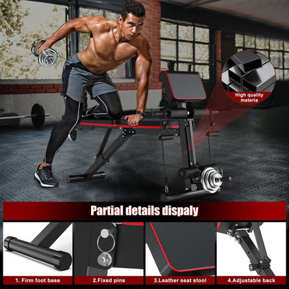 Weight Bench Adjustable Foldable Strength Training Full Body Workout Incline Gym
