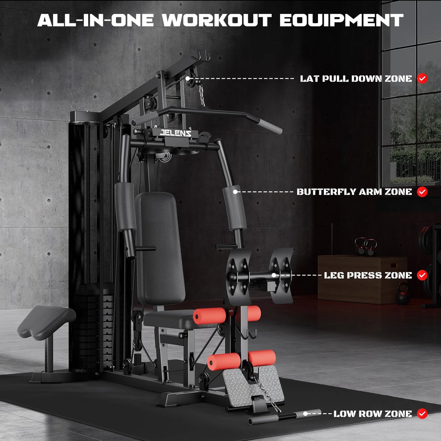 Home Gym, Multifunctional H10 Home Gym Equipment, Workout Station with 146LBS Weight Stack, Exercise Equipment with Pulley System for Full Body Training