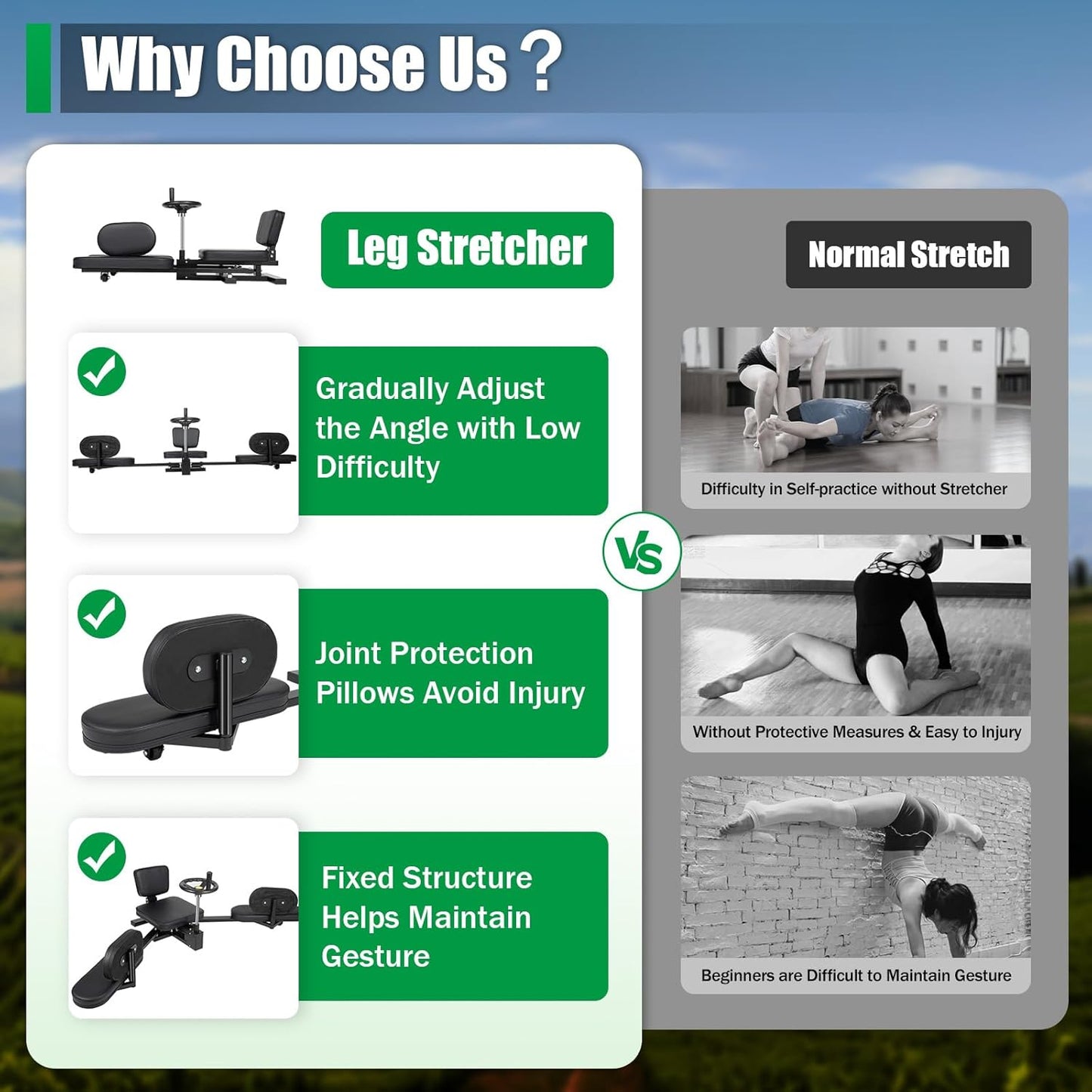 Leg Stretcher Machine Split Training, Heavy Duty Steel Frame Equipment Splits Machine for Flexibility Stretching Equipment, Leg Stretcher for Ballet, Yoga, Gymnastics and Other Sports