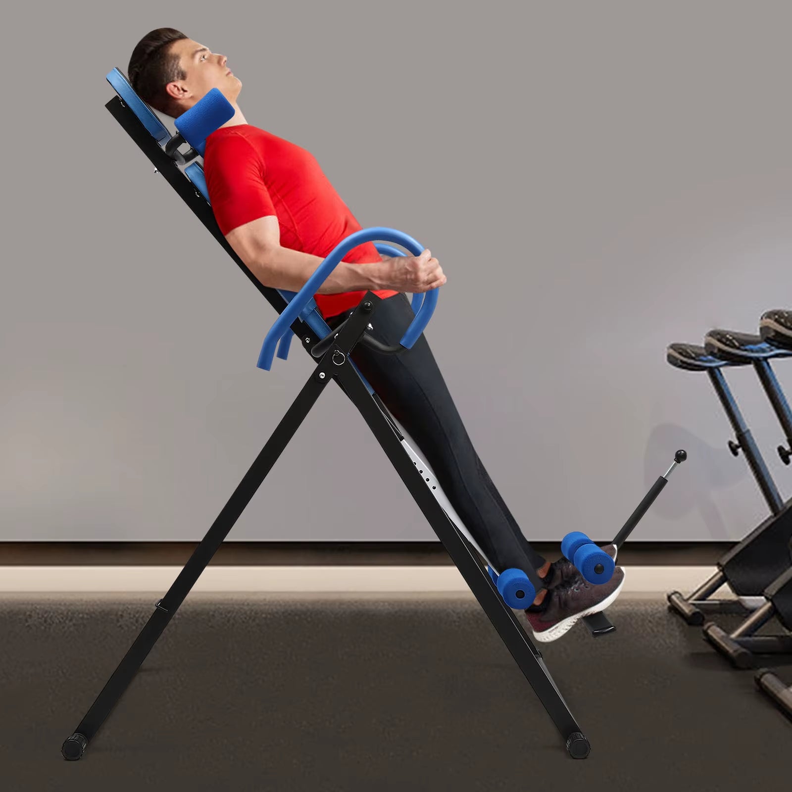 Inversion Table Blue/Black/Black＆Red 4 Inverted Gear Handstand Machine Gym Foldable Back Stretcher Inversion Assist Device