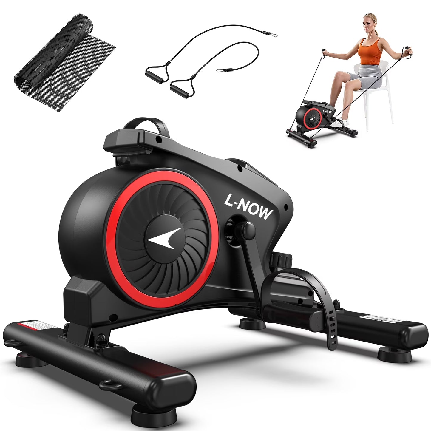 Foot Pedal Exerciser under Desk Elliptical Machine Seated Pedal Exerciser Mini Portable Leg Exercise Equipment for Seniors & Adults Weight up to 280LBS