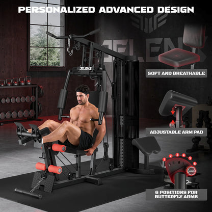 Home Gym, Multifunctional H10 Home Gym Equipment, Workout Station with 146LBS Weight Stack, Exercise Equipment with Pulley System for Full Body Training
