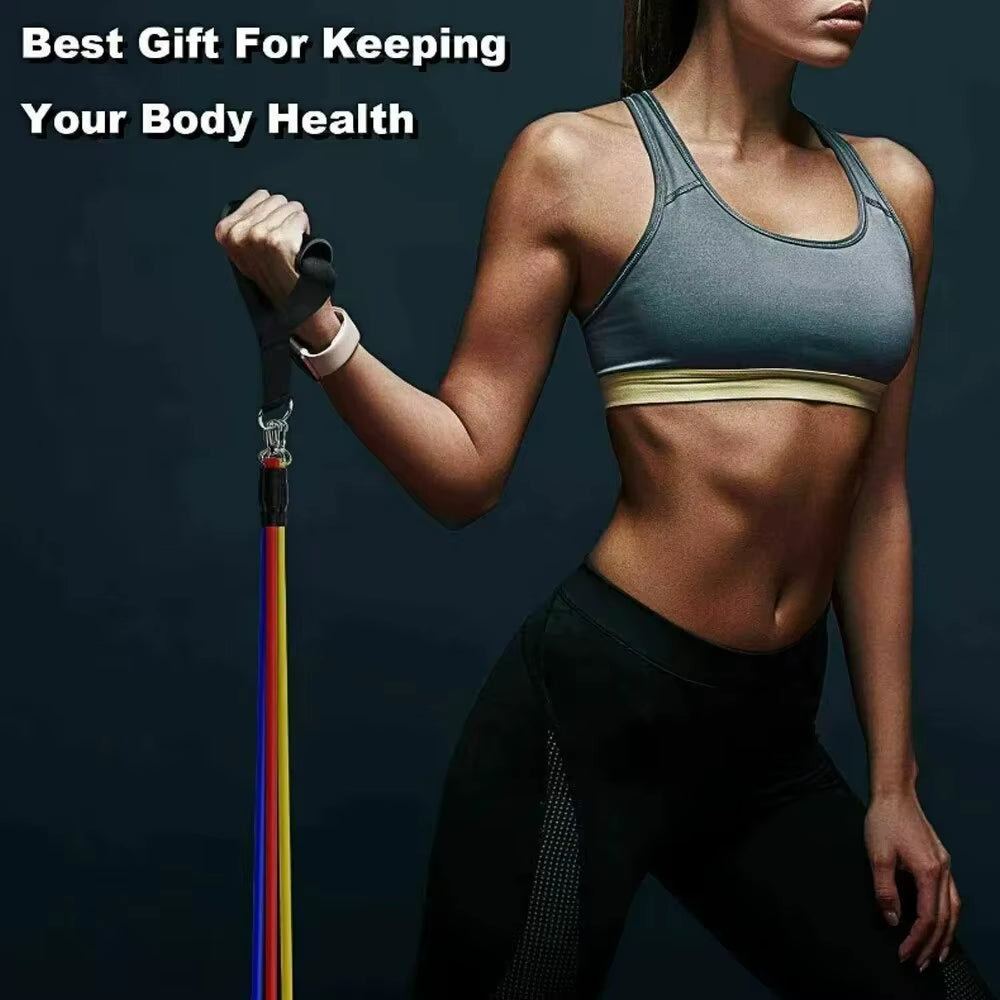 11Pcs/Set Pull Rope, Resistance Bands, Portable Fitness Equipment, Ankle Strap, Chest Expander, Elastic Exercise Band